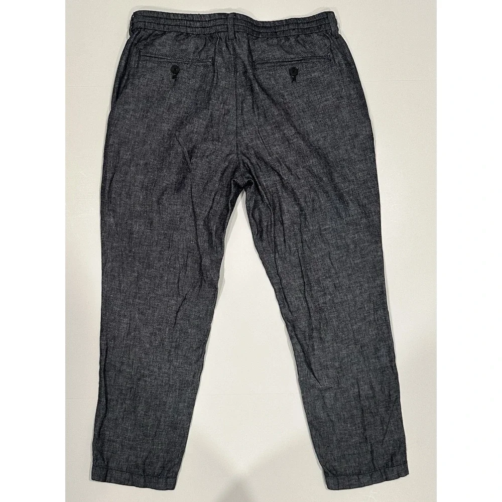 Banana Republic Mens Mason Athletic Tapered Pants Size 33x30 Linen Blend Gray